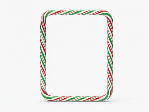 Rectangular frame made of red, white, and green striped candy cane