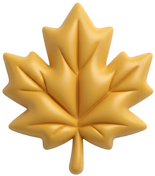 도톰한 입체감을 자랑하는 황금빛 메이플 나뭇잎 형태의 단독 이미지Volumized and thick golden maple tree leaf isolated image