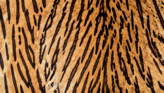 Tiger Stripe Texture: Close-up view of a tiger's fur showing the characteristic orange and black stripes. A natural pattern, exotic and wild