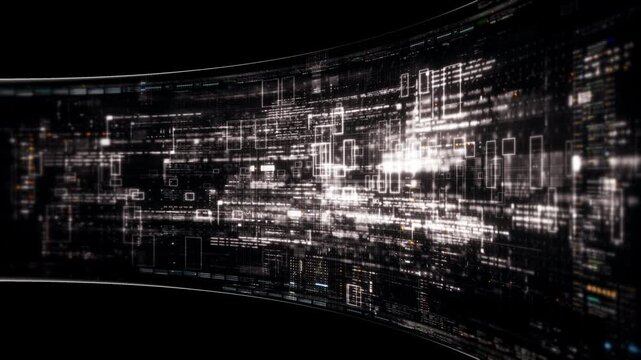 Abstract particle motion with vibrant colors, digital flowing particles, VR, futuristic sci-fi, tech innovation, and immersive cyber space background