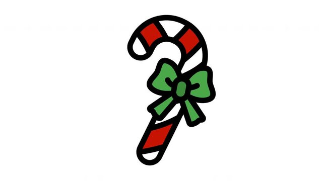 Six festive christmas candy canes with green bows on white background