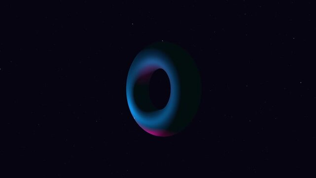 Abstract rotating torus shape floating in deep space background