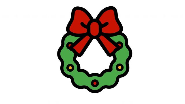 Christmas wreaths with red bows arranged on white background