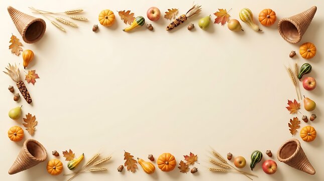 Seashells arranged in a decorative frame on a light sand background