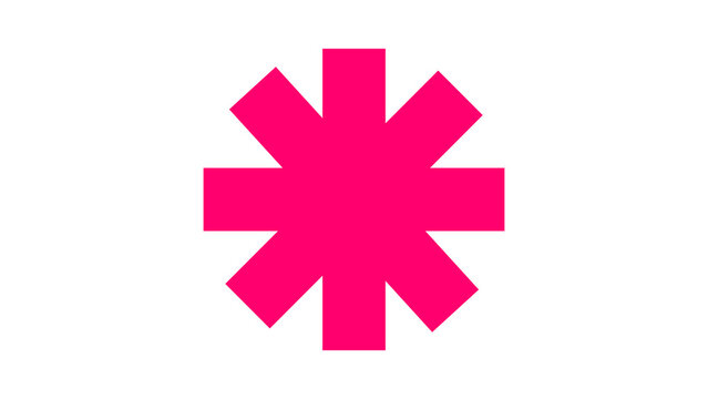 Solid hot pink eight-pointed star shape icon with graphic design geometric shape asterisk isolated geometric starburst abstract illustration interface decoration symmetry star symbol