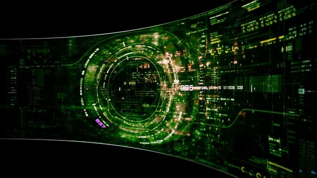 Abstract particle motion with vibrant colors, digital flowing particles, VR, futuristic sci-fi, tech innovation, and immersive cyber space background
