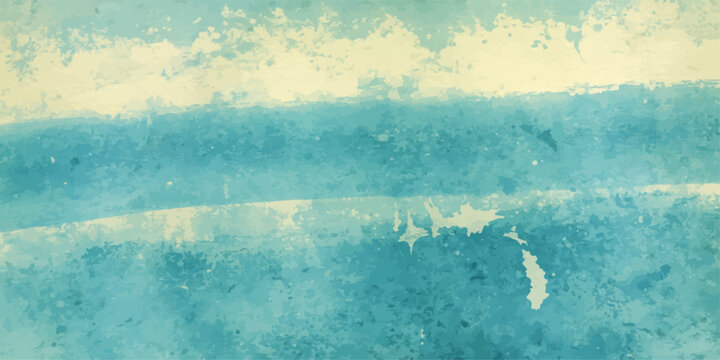 Abstract Watercolor Horizon A tranquil abstract watercolor depicts a serene horizon with ethereal bands of aqua and ivory, suggesting a peaceful landscape or sea.