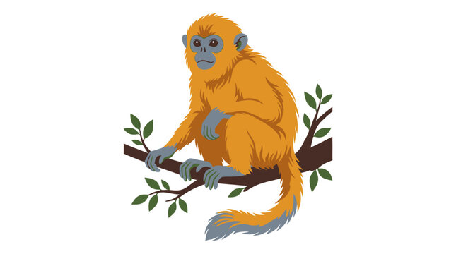 vector illustration of a parrot Golden_snub-nosed_monkey_illus