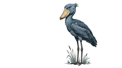 Obraz premium black crowned night heron Shoebill_stork_vector_illustration