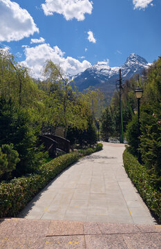 The pathways in the park in Estosadok. Sochi. Krasnodar Krai. Russia