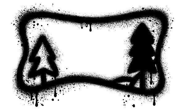 Backgrounds, frames, and borders winter in grraffiti style with black spray paint.
