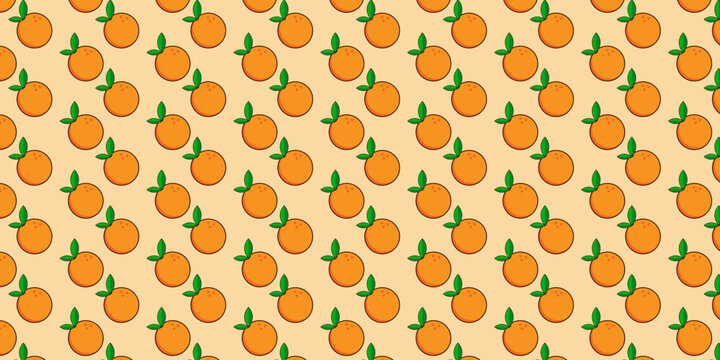Orange fruit and flower pattern vector seamless texture use for prints, wallpapers, decorations, textiles, vector illustration