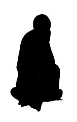 Vector drawing. Ancient man looking with sadness © Marina