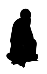 Vector drawing. Ancient man looking with sadness © Marina