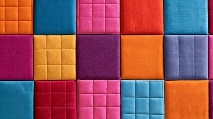 Obraz premium Colorful quilted fabric squares creating abstract pattern