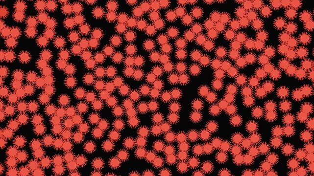 Spreading and Contracting Red Virus Microscopic Animation Concept