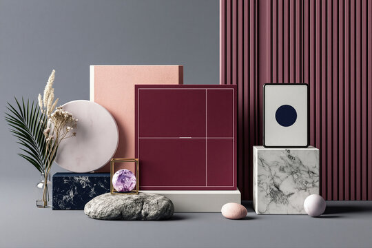 Modern business style design mood board geometric decor objects composition