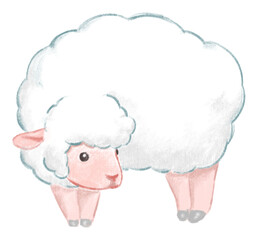 Fototapeta premium Cute Fluffy Sheep Illustration in Soft Colored Pencil Style for 2027 Chinese Zodiac