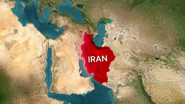 Iran Satellite Map Animation with Geographic Borders and Middle East Region