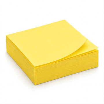 Yellow Sticky Notes Block Stack Isolated on White Background Vector Illustration