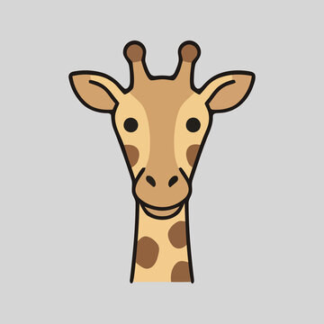 Flat vector illustration of a giraffe head icon