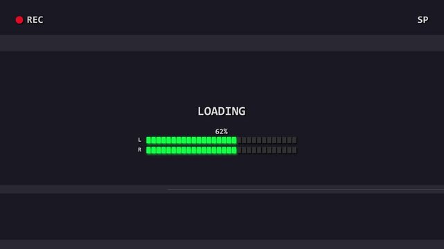 Loading Screen Animation with 8 Bit Retro Pixel Art Style Progress Bars and Percentage Indicator on a Dark Background for System Status