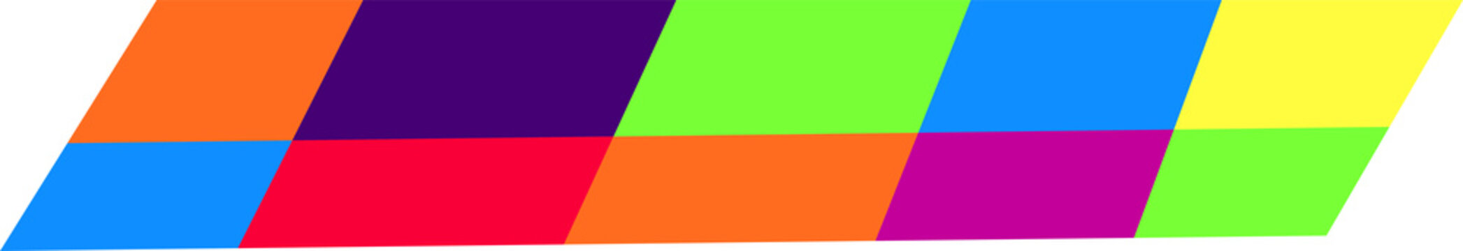 Abstract geometric pattern with colorful slanted parallelograms and bright vibrant shapes for modern design isolated on transparent background