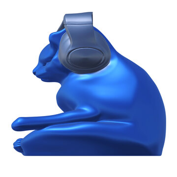 Cybercat 3D Meditating Side Profile Reclining Relaxed Render