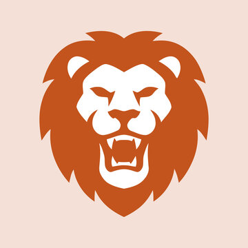 Stylized Roaring Lion Head Graphic Icon