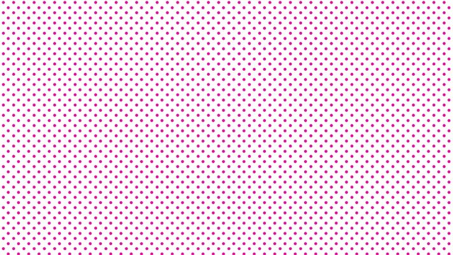 Vibrant hot pink polka dot pattern repeating on a crisp clean white background creating a classic playful aesthetic design element