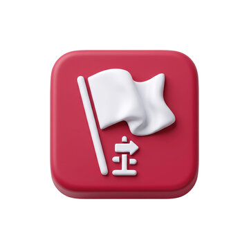 3d render of a red icon with a white flag and direction sign, isolated on transparent background, animated 4k stick video