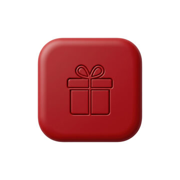 3d render of a red icon with a gift box design, isolated on transparent background, animated 4k stick video