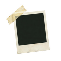 Blank vintage polaroid photo frame with adhesive tape © Raja