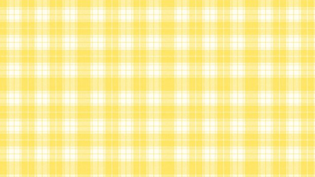 Bright yellow plaid fabric pattern featuring classic checkered design lines with soft white intersection textures for creative textile background graphic projects