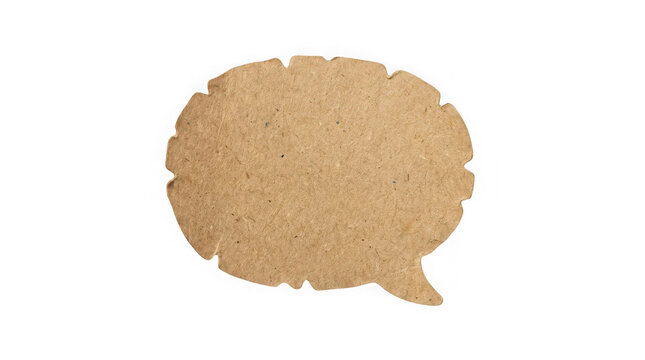 Rough cardboard speech bubble shape isolated on transparent background