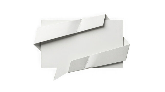 Origami paper speech bubble folded into a rectangular shape isolated on transparent background
