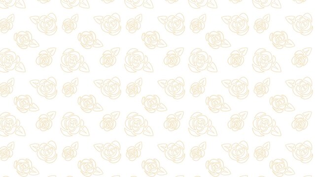 Delicate rose flower outline patterns repeating across white background showcasing elegant beige line art designs for sophisticated minimalist fabric print styles