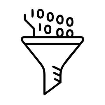 Funnel icon with binary data for filtering information concept.