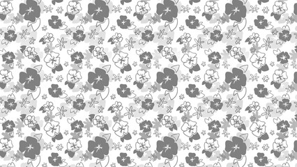 Seamless pattern featuring stylized gray and white flowers arranged in a decorative repeating botanical design suitable for modern textile wallpaper backgrounds © Harsh