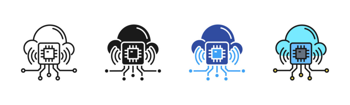 Edge Computing icon set multiple style collection