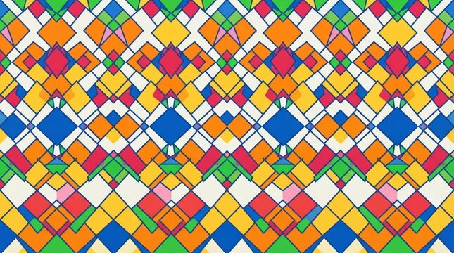 Abstract diamond pattern vector background with colorful geometric shapes and tribal mosaic art style