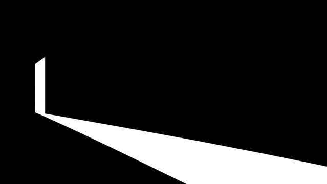 Open doorway casting a long beam of light in darkness