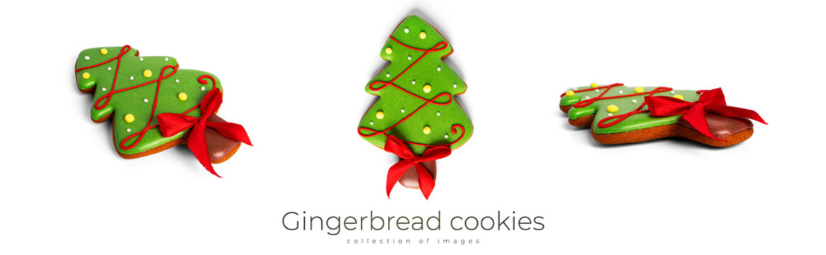 Gingerbread cookies isolated on a white background. Cristmas cookies isolated