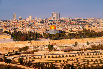 Panorama Jerusalem in morning with view of the dome the Al-Aqsa Mosque, Israel. © Tomasz