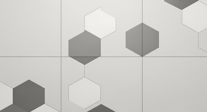 Abstract grey hexagon tiles wall pattern