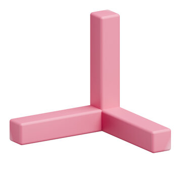 3D Pink Abstract Geometric Corner Shape Icon for Modern UI Design