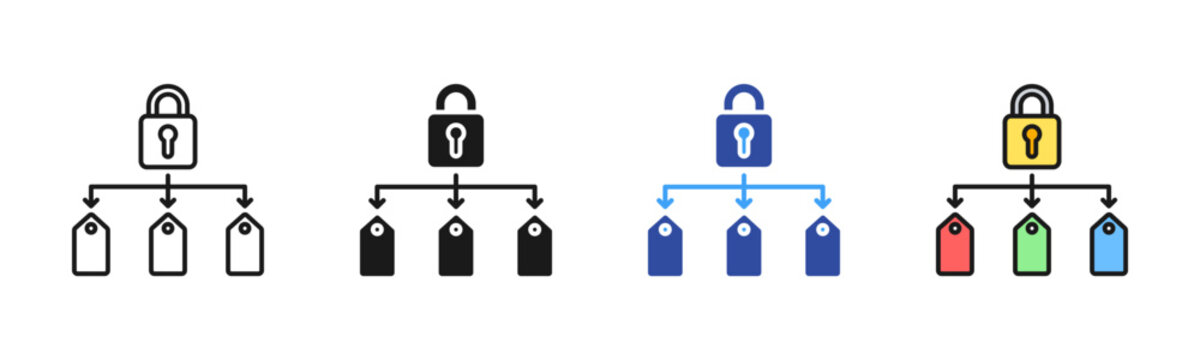 Data Classification icon set multiple style collection