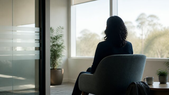 Quiet room workday pause in modern corporate office