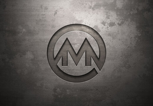 Carved Logo on Concrete Mockup - Top Lighting
