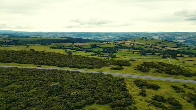 Aerial view of Ligford Road near Strabane Transmitting Station in County Tyrone, Northern Ireland, UK - 10 September 2026.